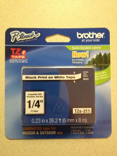 Brother International Tze211 Label Tape - 0.25&#034; Width - Brand New