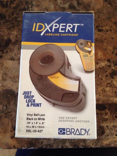 NEW BRADY IDXPERT VINYL SELF- LAM  XSL-30-427 BLACK ON WHITE LABELING CARTRIDGE