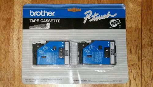 BROTHER P-Touch Cartriges For Labelers, 3/8W, White On Black, 2/Pack NEW