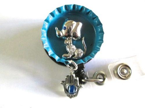 ID BADGE REEL DOG HAMSA HAND OF GOD EVIL EYE TEACHER,MEDICAL,OFFICE,VETERINARY