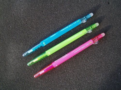 3 Colors Pilot Frixion Slim Ball Point 0.38mm(LightBlue LightGreen Pink)