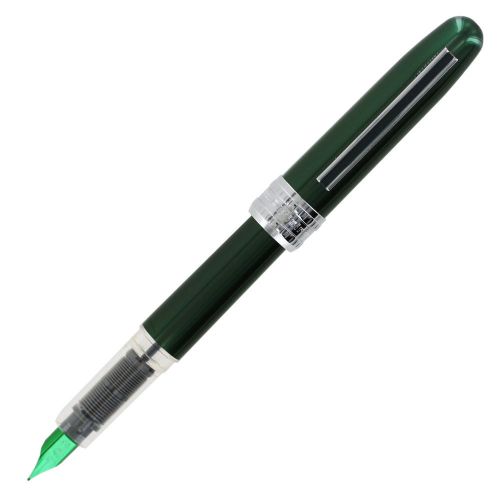 Platinum plaisir fountain pen, green barrel, fine point, black ink for sale