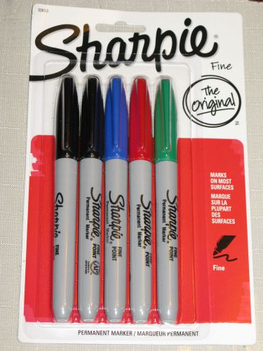 Pack of 5 Black Blue Red Green Grip Sharpie Fine Point PERMANENT MARKERS New
