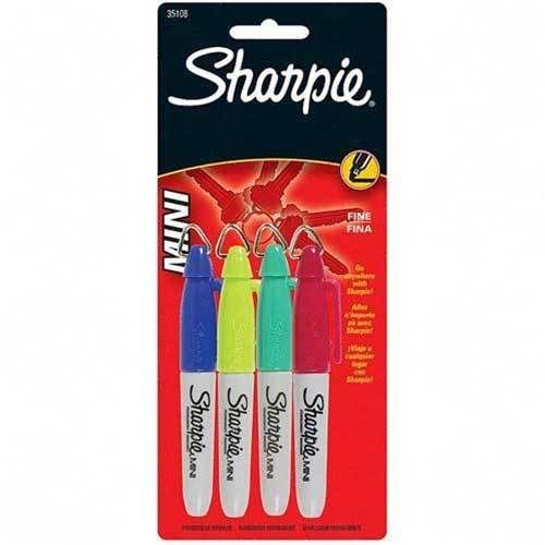 Sharpie Mini Permanent Markers, Fine Point - Pack of 4 colors