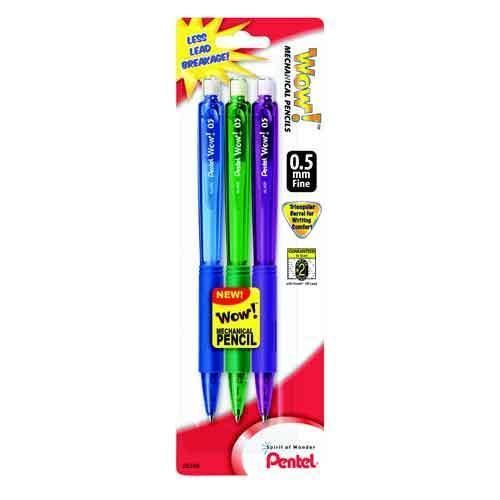 Pentel Wow! Mechanical Pencils 0.5mm Assorted Barrels 3 Count