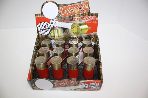 SHOTGUN SHELL LED LIGHT W/ LASER - DISPLAY of 12 New!  Wholesale Resale