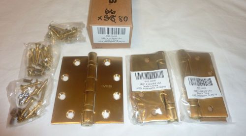 3 Ives 5BB1 4.5&#034; x 4&#034; 606 US4 Full Mortise Ball Bearing Butt Hinges SATIN BRASS