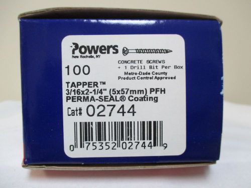 POWERS FASTENERS 2744 3/16&#034;X 21/4&#034; PHILLIPS HEAD TAPPER CONRETE SCREWS