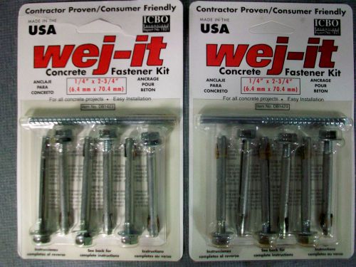 WEJ-IT CONCRETE FASTENER KIT ANCHORS ( 2 PACKS ) 1/4&#034; x  2-3/4&#034;  ITEM# 1423