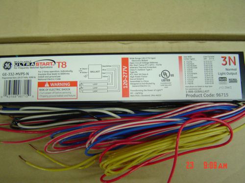 Ge 3 lamp t8 ge332-mvps-n ballast-new for sale