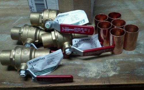 Lot of 6. 1&#034; Legend Full Port Ball Valves S-1001NL  w/ 6 FREE 1&#034; slip couplings