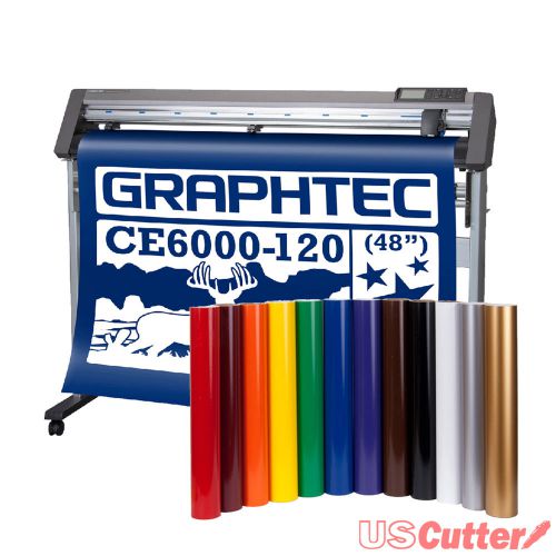 Graphtec 48&#034; ce6000-120 vinyl cutter plotter w/ stand &amp; bonus 12-roll vinyl pack for sale