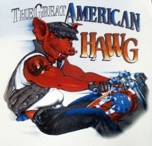 AMERICAN HAWG RIDING BIKE IRON ON PRINT T-SHIRT HEAT TRANSFER NEW