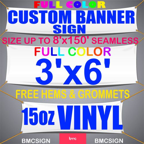 3&#039;x6&#039; 15OZ VINYL / FULL COLOR/  FULLY CUSTOM / FREE HEMS &amp; GROMMETS