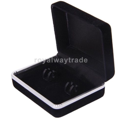 Black cufflink cuff links storage gift box cufflinks jewelry display case new for sale