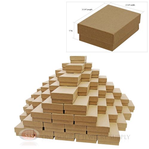 100 Brown Kraft Cotton Filled Jewelry Gift Boxes 3 1/4&#034; X 2 1/4&#034; Bracelet Box