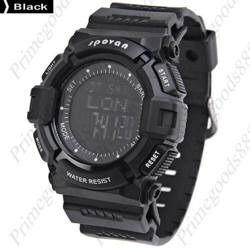 Sport wristwatch waterproof digital barometer unisex altimeter thermometer black for sale