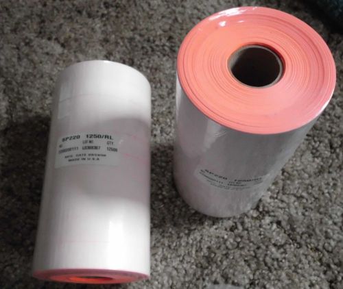 25,000 SATO AVERY/DENNISON SP220/230 ORANGE LABELS 2 SLEEVES - 20 ROLLS OF 1,250