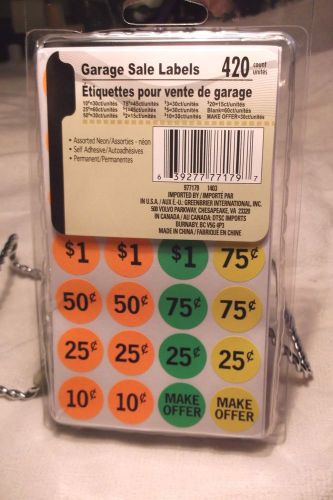 420 count Price Sticker Assortment  *NIP*  Yard Sale Retail Garage Sale