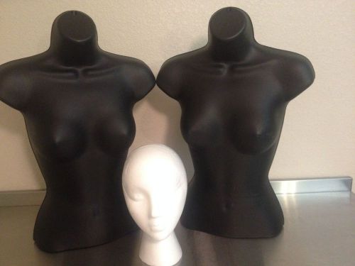 Molded Shapely Woman&#039;s Form - Black and Styrofoam Head