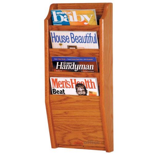 Wooden Mallet  MR24-4 Medium Oak 4 Pocket Magazine Wall Rack