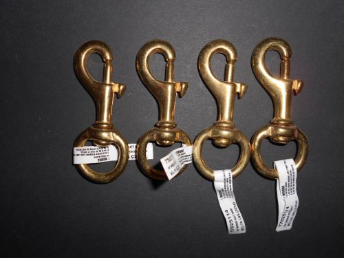 Lot of FOUR Solid Bronze Swivel Eye Snap Bolt Hooks  3/4&#034; by 3 3/8 inch long