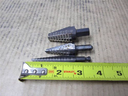 3 PC LOT STEP UNIVERSAL DRILL BITS 1 LENOX 2 IRWIN MECHANIC  AVIATION TOOL