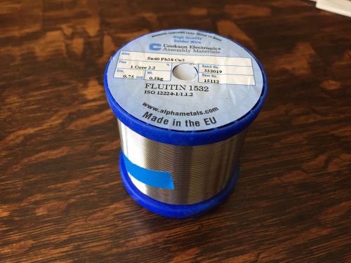 Solder Wire Sn60Pb38Cu2 .75mm .5kg 75cm Fluitin 1532 Flux 1 Core 2.2