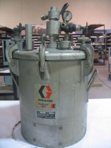 GRACO 210-392, (5) GAL.GALVANIZED STEEL PRESSURE TANK W/ AGITATOR, USED