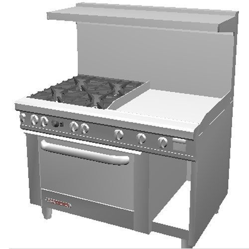 Southbend S48DC-2GR Range, 48&#034;, (4) Burners (28,000 BTU), with (1) 24&#034; Manual Gr