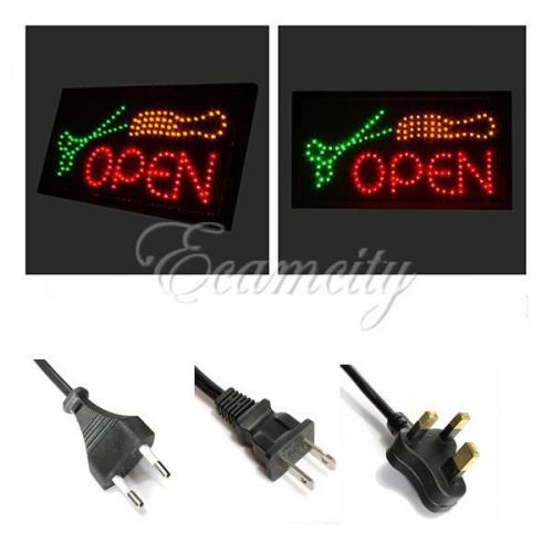 Open Scissor Hair Salon LED Light Lamp Barber Open Sign Store Haircut Display