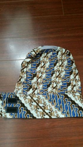 Hibachi Teppanyaki Chef hat and tie set  blue &#034;batik&#034;  with air vents limited