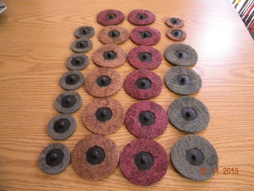 25 Assorted 3M Scotch Brite Unitized Wheels TR. 3&#034; &amp; 2&#034;