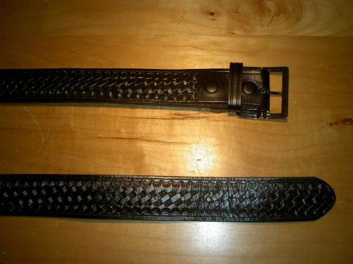 DUTYMAN #1621T (46) FULL GRAIN LEATHER BELT 50&#034;/ POLICE-SECURITY++BADGE HOLDER