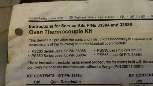 Thermocouple middleby marshall oven