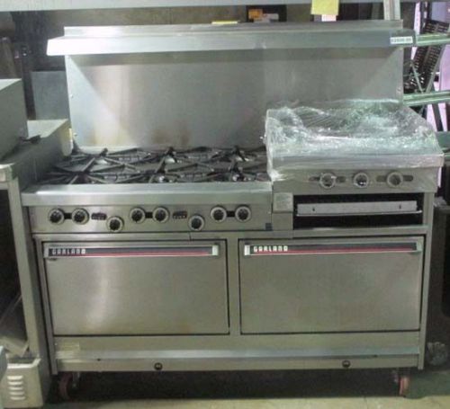 H283 Garland 6 Burner, 24&#034; Raised Griddle with Broiler &amp; Double Oven Base Range