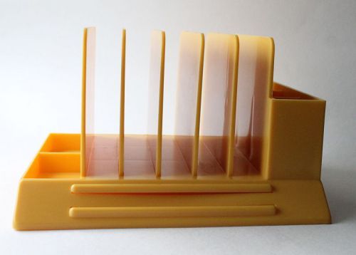 Vtg Yellow Max Klein Office File Storage Desk Organizer Caddy Modern