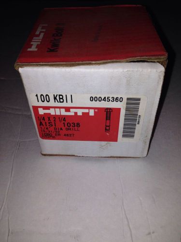 Hilti kwik bolt ii 1/4&#034; x 2 1/4&#034;  aisi 1038    (100) for sale