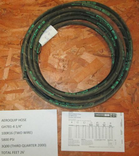 AEROQUIP HYDRAULIC HOSE GH781-4 1/4&#034; 100R16 TWO WIRE 26 FEET