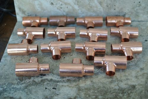 3/4 x 1/2 x 1/2 Copper Tees for Plumbing 15pcs