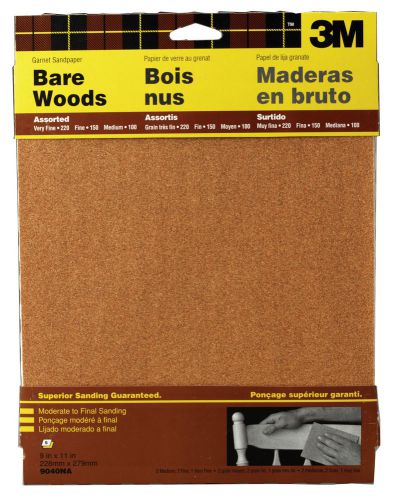 3M 9&#034; X 11&#034; Assorted Bare Woods Sandpaper 9040NA