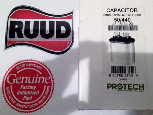 Rheem ruud run capacitor - uf 50/440 volt single oval - 43-25134-20 for sale