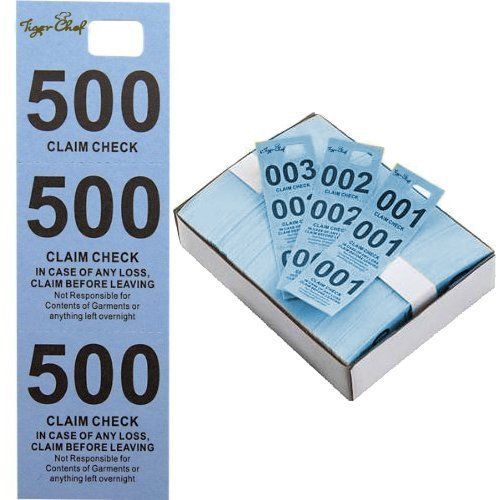 Tiger Chef Coat Checks  Colored Paper Coat Room Check Tags  Tickets 3-Part  500