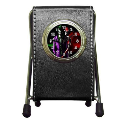 Joker And Harley Quinn Leather Pen Holder Desk Clock (2 in 1) Free Shipping