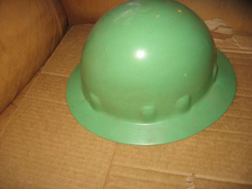 Vintage superlectric hard hat full brim green w/ suspension fibre metal nice for sale