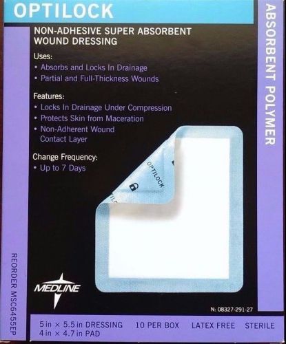 Medline OptiLock Non-Adhesive Absorbent Dressings 10 per box #MSC6455EP In Date