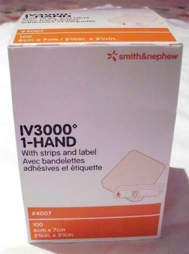 SMITH &amp; NEPHEW OPSITE IV3000 1-HAND DRESSINGS BOX OF 100 #4007 2-3/8&#034;x2-3/4&#034;