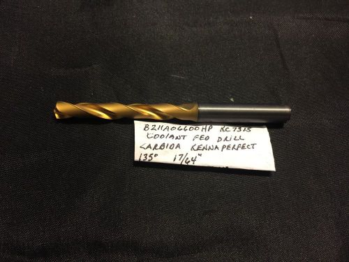 Kennametal B211A06600HP 17/64&#034; KC7515 Coolant Through Carbide Drill