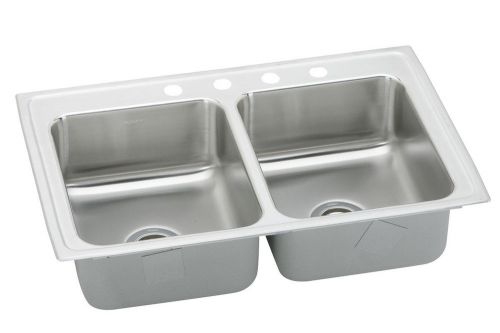 ELKAY GOURMET (LUSTERTONE*) STAINLESS STEEL DOUBLE BOWL TOP MOUNT SINK