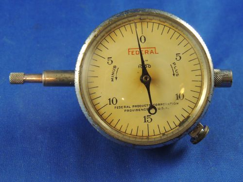 Federal 1&#034; / 1000 Model 8 Dial Indicator Gauge 1&#034; Range w/ Post Mount